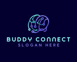 Network Connection Brain logo design