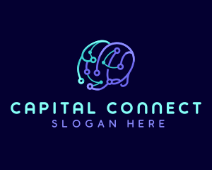 Network Connection Brain logo design