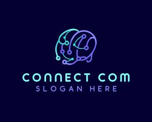 Network Connection Brain logo design