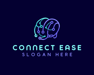 Network Connection Brain logo design