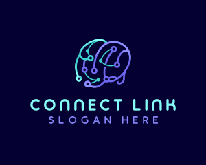 Network Connection Brain logo design