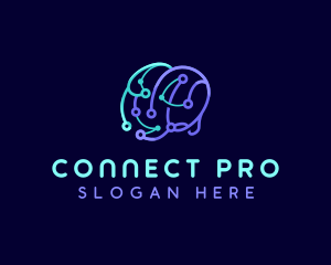 Networking - Network Connection Brain logo design