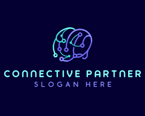 Network Connection Brain logo design