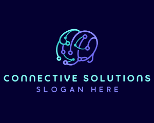 Network Connection Brain logo design