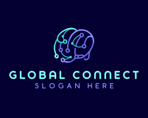 Network Connection Brain logo design