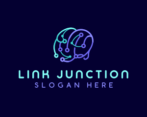 Connection - Network Connection Brain logo design