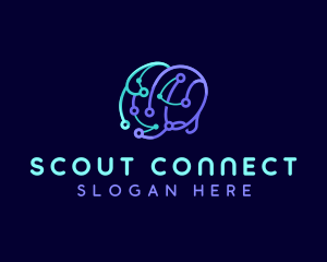 Network Connection Brain logo design