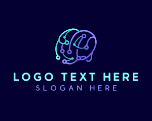 Sharing - Network Connection Brain logo design