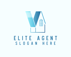 Agent - Blue House Letter V logo design