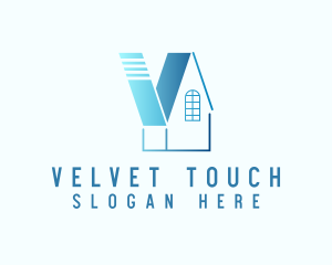 Blue House Letter V logo design