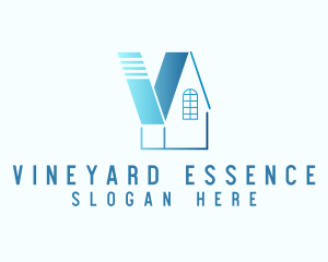 Blue House Letter V logo design