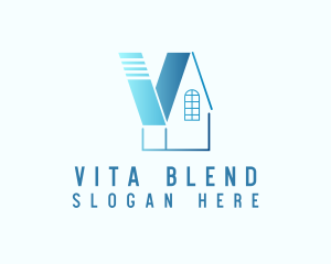 Blue House Letter V logo design