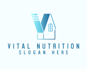 Blue House Letter V logo design