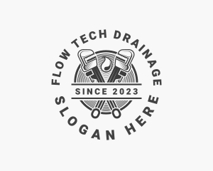 Drainage - Hipster Wrench Plumber logo design