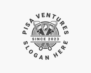 Hipster Wrench Plumber logo design