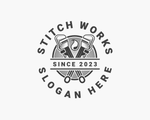 Hipster Wrench Plumber logo design