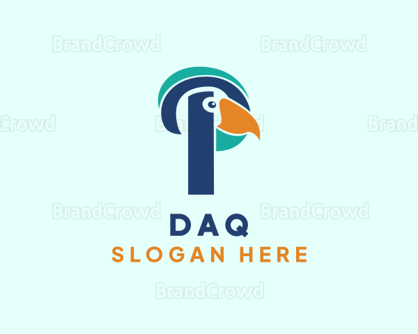 Tropical Bird Parrot Letter P Logo