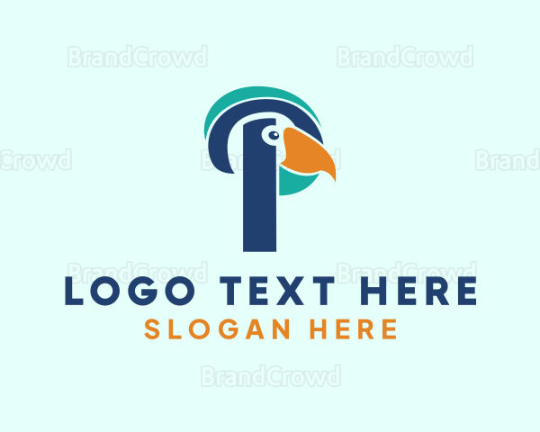 Tropical Bird Parrot Letter P Logo