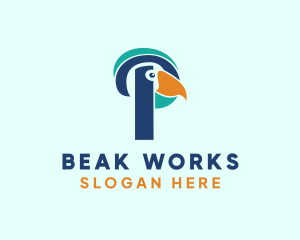 Beak - Tropical Bird Parrot Letter P logo design