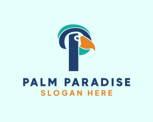 Tropical Bird Parrot Letter P logo design