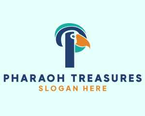 Tropical Bird Parrot Letter P logo design