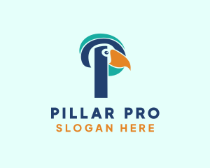 Tropical Bird Parrot Letter P logo design