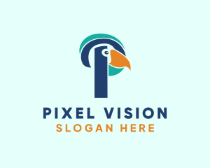 Tropical Bird Parrot Letter P logo design