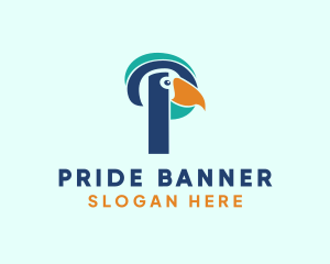 Tropical Bird Parrot Letter P logo design