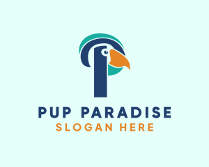 Tropical Bird Parrot Letter P logo design