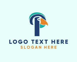 Blue Parrot - Tropical Bird Parrot Letter P logo design