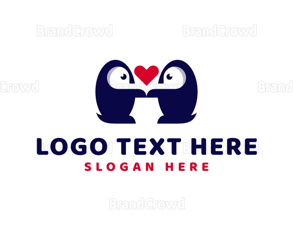Penguin Bird Heart Logo