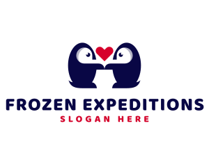 Antarctic - Penguin Bird Heart logo design