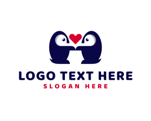 Couple - Penguin Bird Heart logo design