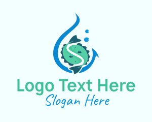 Angling - Aquatic Fishing Hook logo design