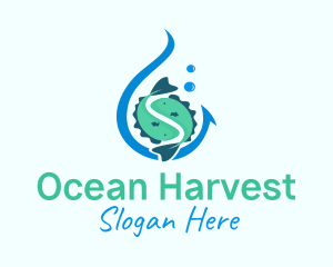 Aquaculture - Aquatic Fishing Hook logo design