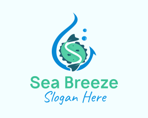 Aquatic Fishing Hook logo design