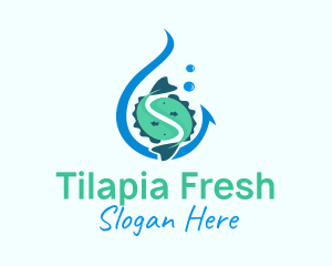 Tilapia - Aquatic Fishing Hook logo design