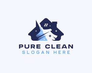 Broom Cleaning Housekeeping logo design