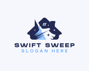 Broom Cleaning Housekeeping logo design