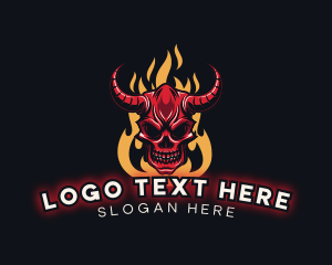 Horror - Fire Skull Demon Gaming logo design