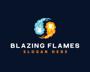 Yin Yang Fire Flame logo design