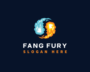 Yin Yang Fire Flame logo design