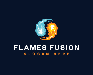 Yin Yang Fire Flame logo design