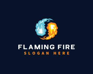 Flaming - Yin Yang Fire Flame logo design