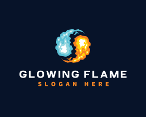 Yin Yang Fire Flame logo design