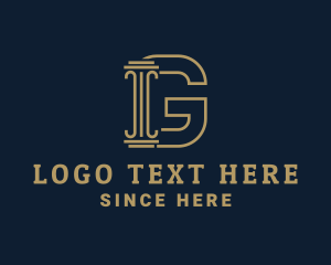Greek Column - Construction Pillar Letter G logo design