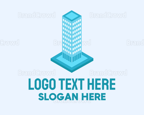 3D Blue Skyscraper Building Logo