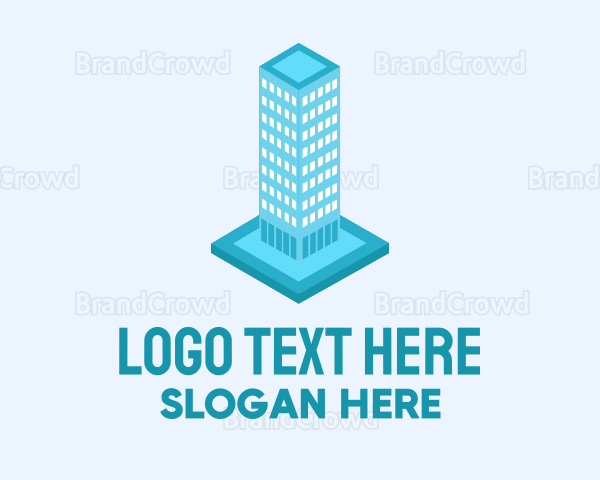 3D Blue Skyscraper Building Logo