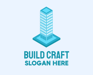 3D Blue Skyscraper Building logo design