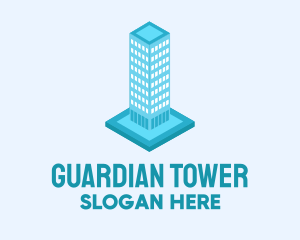 3D Blue Skyscraper Building logo design